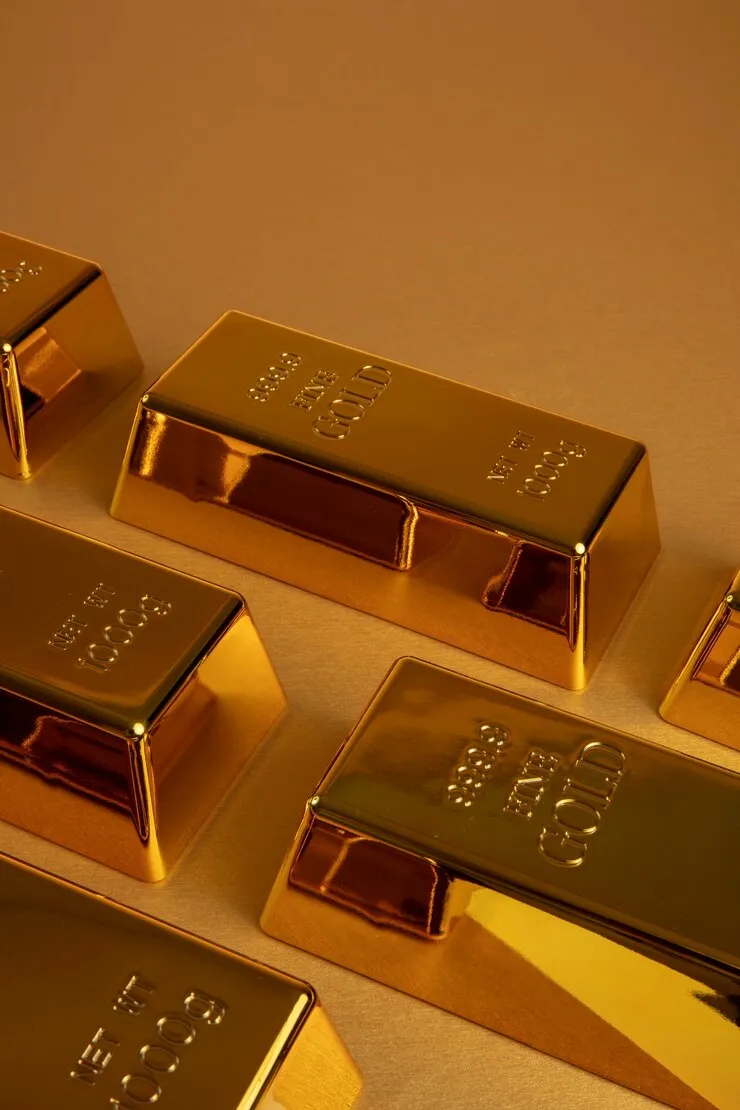 Gold bullion bars stored in a private Melbourne vault