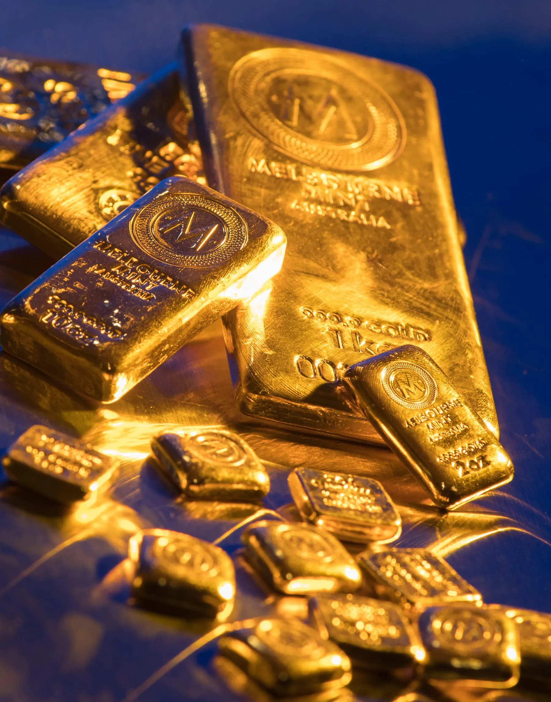 Gold bullion bars stored securely at Fortis Vaults Melbourne